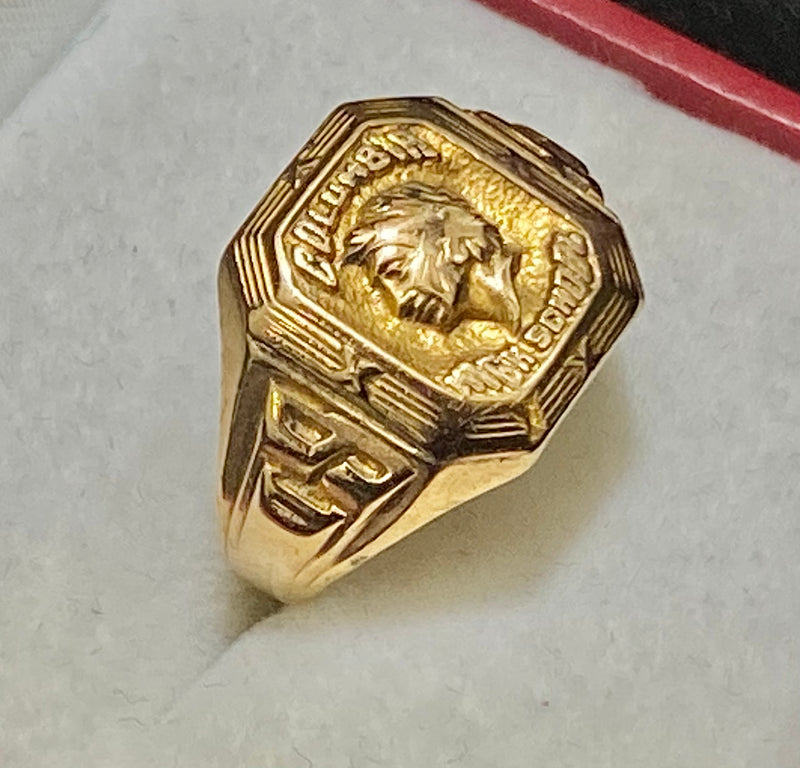 1944 Columbia High School Class Ring in Solid Yellow Gold - $6K Appraisal Value w/CoA} APR57
