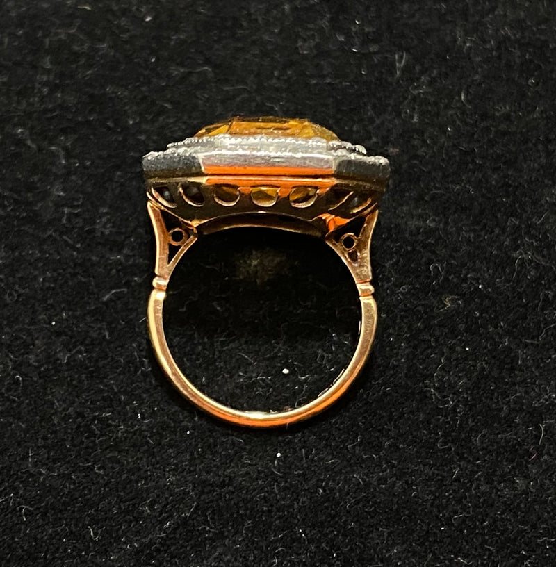 1890’s Antique Solid Yellow Gold & Platinum 92-Diamond & Citrine Ring - $30K Appraisal Value w/CoA} APR57