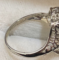1920's Antique Solid White Gold Aquamarine Ring with Beautiful Filigree - $8K Appraisal Value w/CoA} APR57