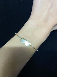Unique Designer’s Solid Yellow Gold 2 Hearts with 10 Pearls Chain Bracelet - $4K Appraisal Value  w/ CoA} APR 57
