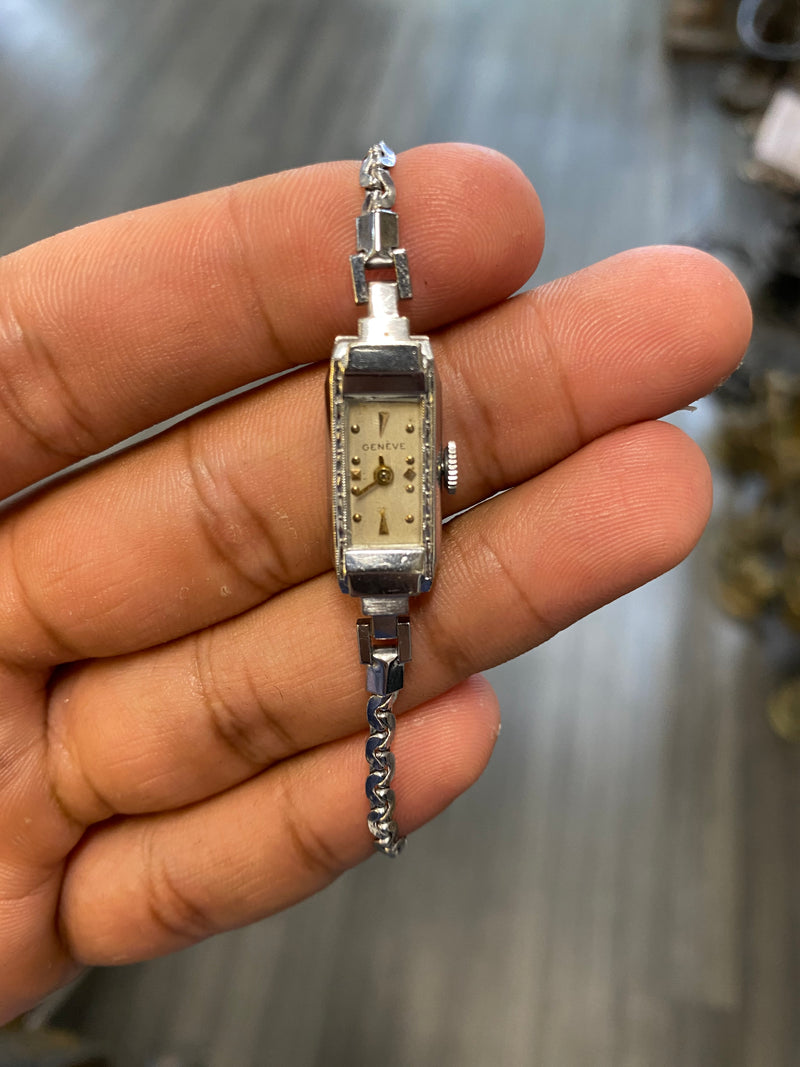 GENEVE Ladies Rectangular Dial Mechanical Watch w/Original Bracelet - $6K APR Value w/CoA! APR57