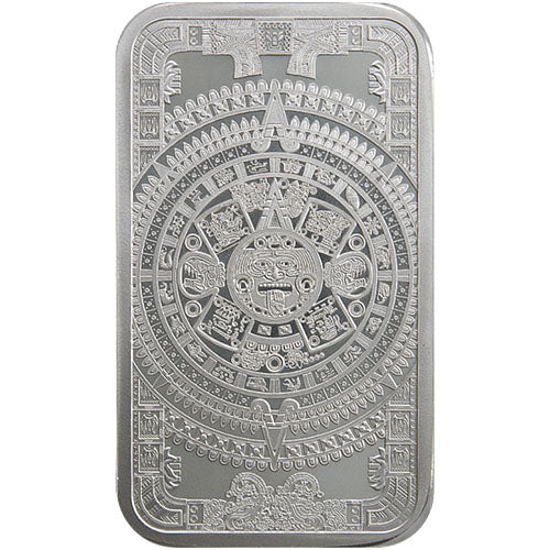 5 oz Aztec Calendar Silver Bar (New) APR 57