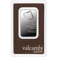 50 Gram Valcambi Platinum Bar (New w/ Assay) APR 57