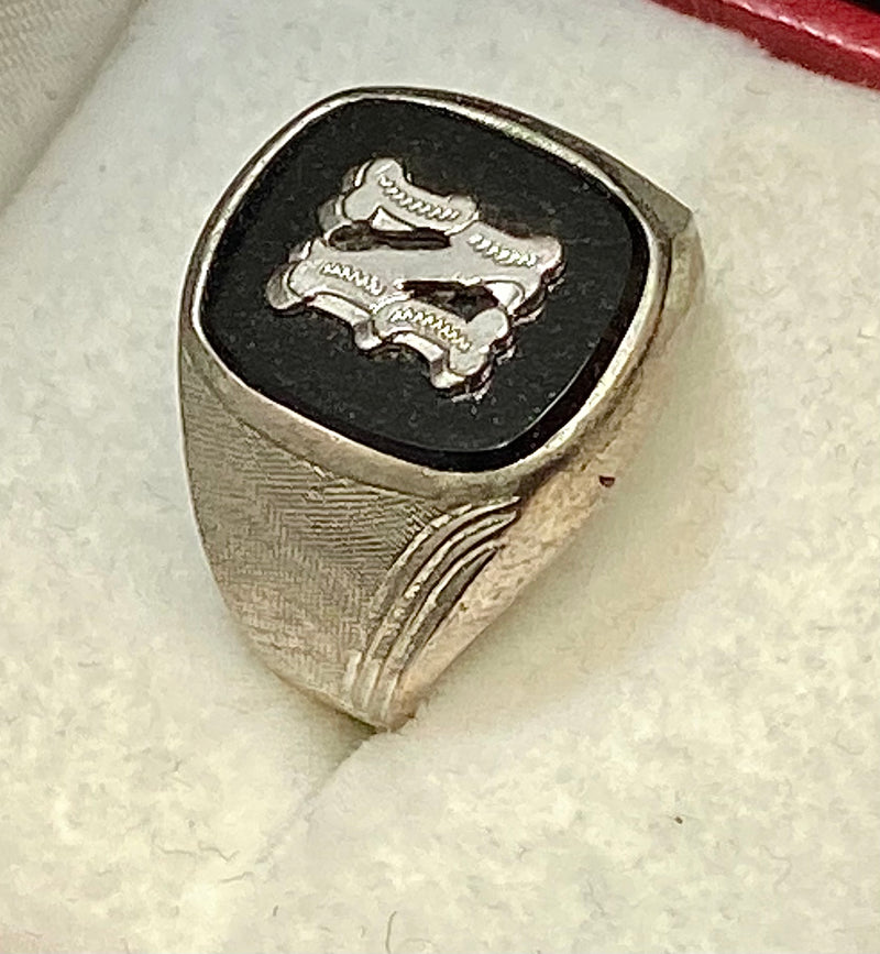 1930’s Antique Designer Sterling Silver Onyx Ring - $2.5K Appraisal Value w/CoA} APR57