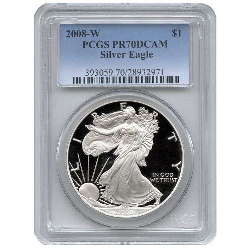 2008-W 1 oz Proof American Silver Eagle Coin PCGS PR70 DCAM APR 57