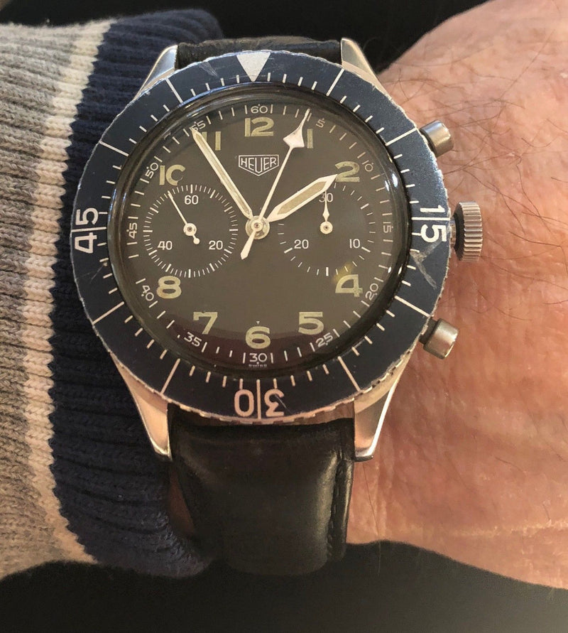 Heuer, Bundeswehr 1550 SG Vintage Chrono Men's Wristwatch SS, w/app, VALUE$30k APR 57