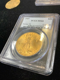 1927 Saint Gaudens $20 Eagle Pre-1933 Gold Coin MS-66 (PCGS) -$5K APR Value w/ CoA ✓ APR 57