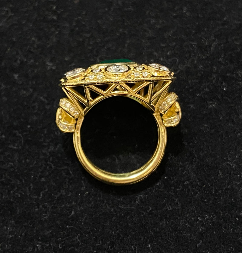 Incredible 18K Yellow Gold Emerald Ring w/ 100 Diamonds! - $70K Appraisal Value w/CoA} APR57