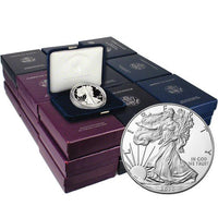 1986-2020 Proof American Silver Eagle 34-Coin Set (Box + CoA, No 2009s) APR 57
