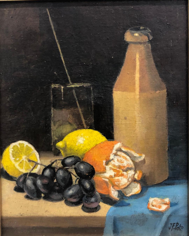 John F. Peto Trompe-l'œil Still Life Fruit Milk Oil on Canvas - $300K APR w/ CoA