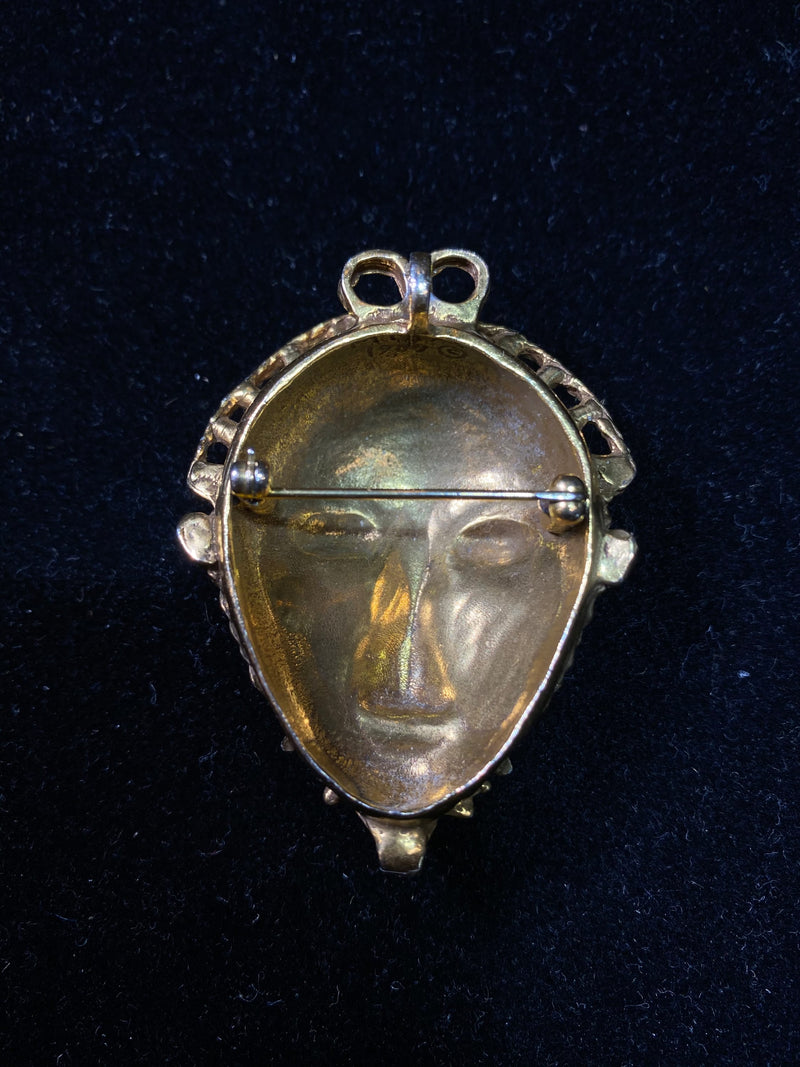 1989 Met Museum Art Ancient Face Pendant Brooch - $2K Appraisal Value w/ CoA! } APR 57