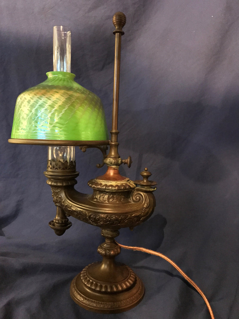 TIFFANY STUDIOS 1900s Aladdin Lamp L.C.T. Favrile Glass & Bronze Base - $30K VALUE* APR 57