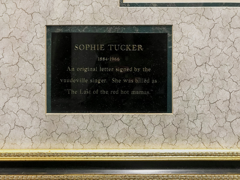 SOPHIE TUCKER Framed 1913 Handwritten Letter & Signed Photograph - $10K VALUE w/ CoA! +✓ APR 57