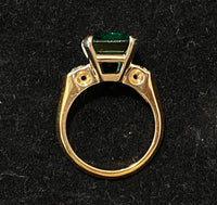 Designer Solid Yellow Gold 8+Ct. Emerald & Diamond Ring - $50K Appraisal Value w/CoA} APR57