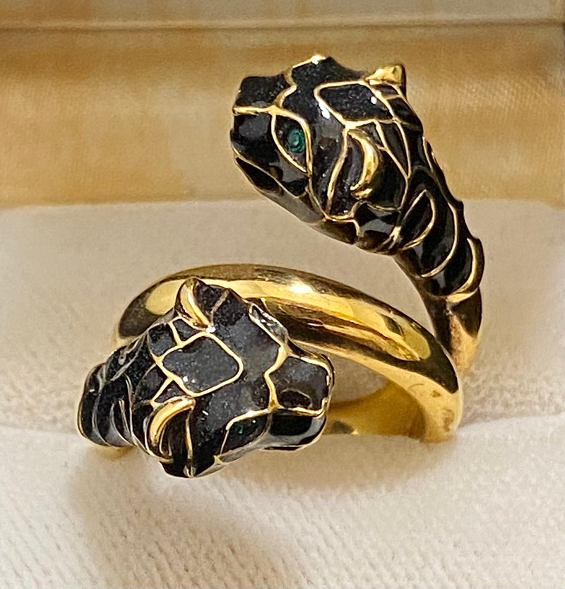 GUCCI Vintage Yellow Gold Tiger Head Ring with Swarovski Crystals - $3K Appraisal Value w/CoA} APR57