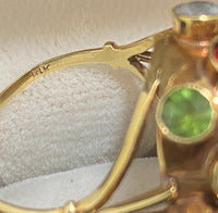 Art Deco Antique Solid Yellow Gold Multi-Colored Stone Ring - $10K Appraisal Value w/CoA} APR57