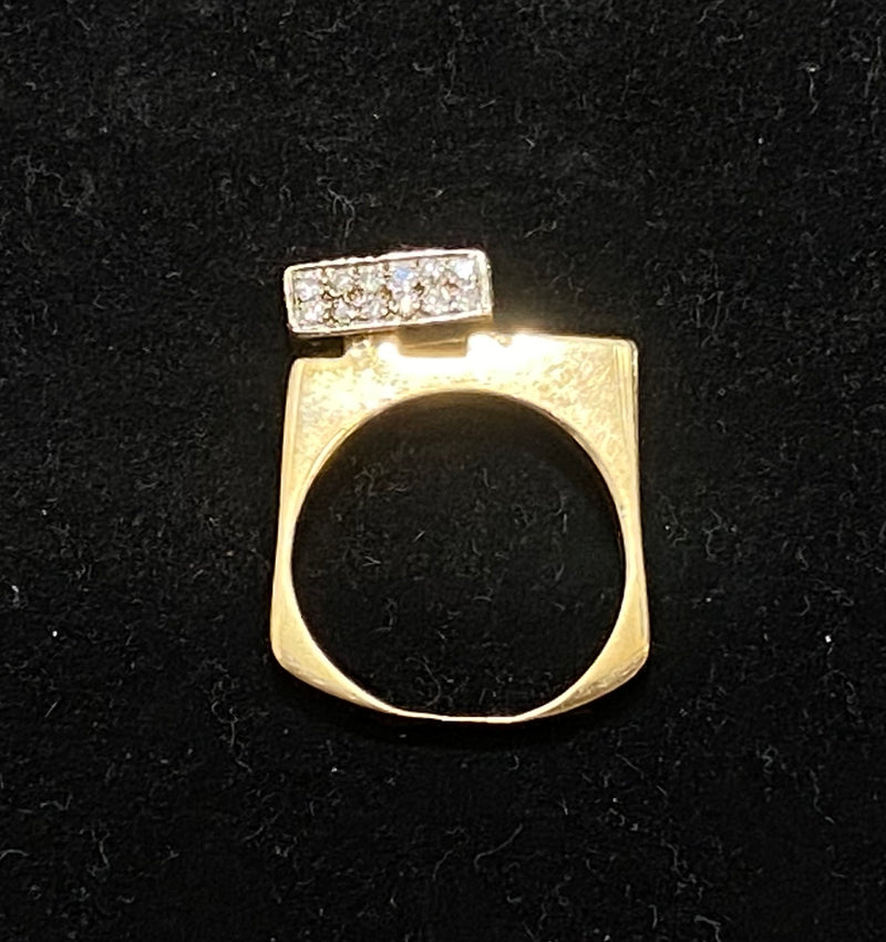 Beautiful Designer Solid Yellow Gold with 64 Diamonds Square Shank Ring - $10K Appraisal Value w/CoA} APR57