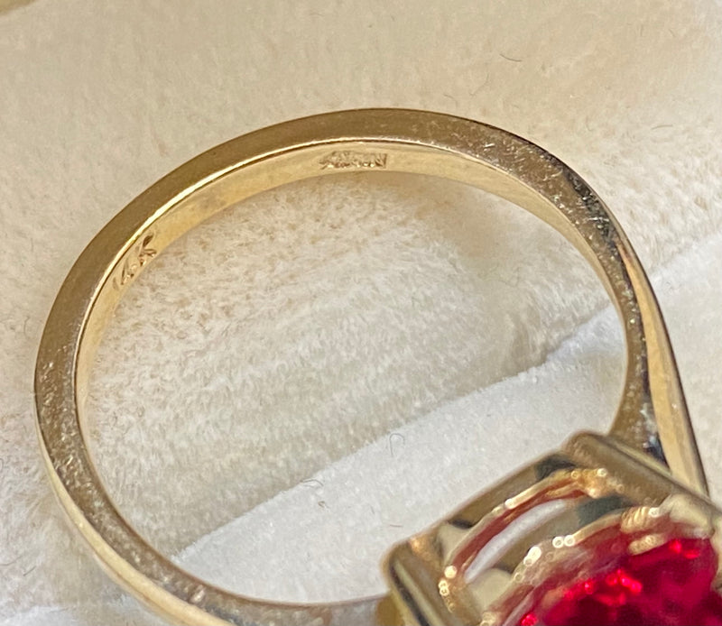 1930's Unique Designer Solid Yellow Gold Rubellite Ring - $3K Appraisal Value w/CoA} APR57