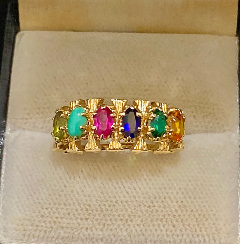 Unique Designer Solid Yellow Gold with Multi-Colored Stones Ring - $4K Appraisal Value w/CoA} APR57
