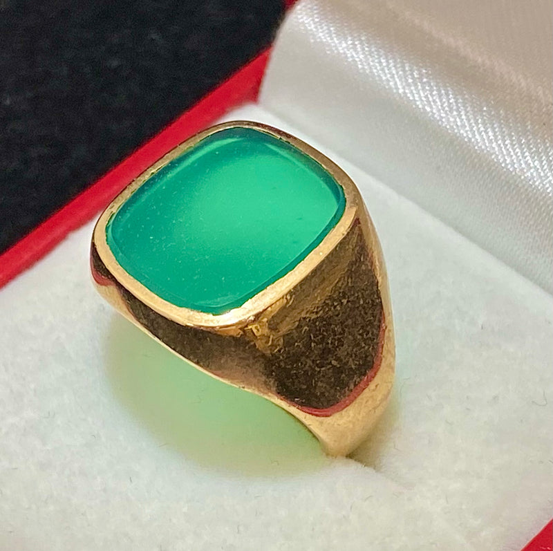 1900’s English Designer Solid Yellow Gold with Jade Ring - $13K Appraisal Value w/CoA} APR57