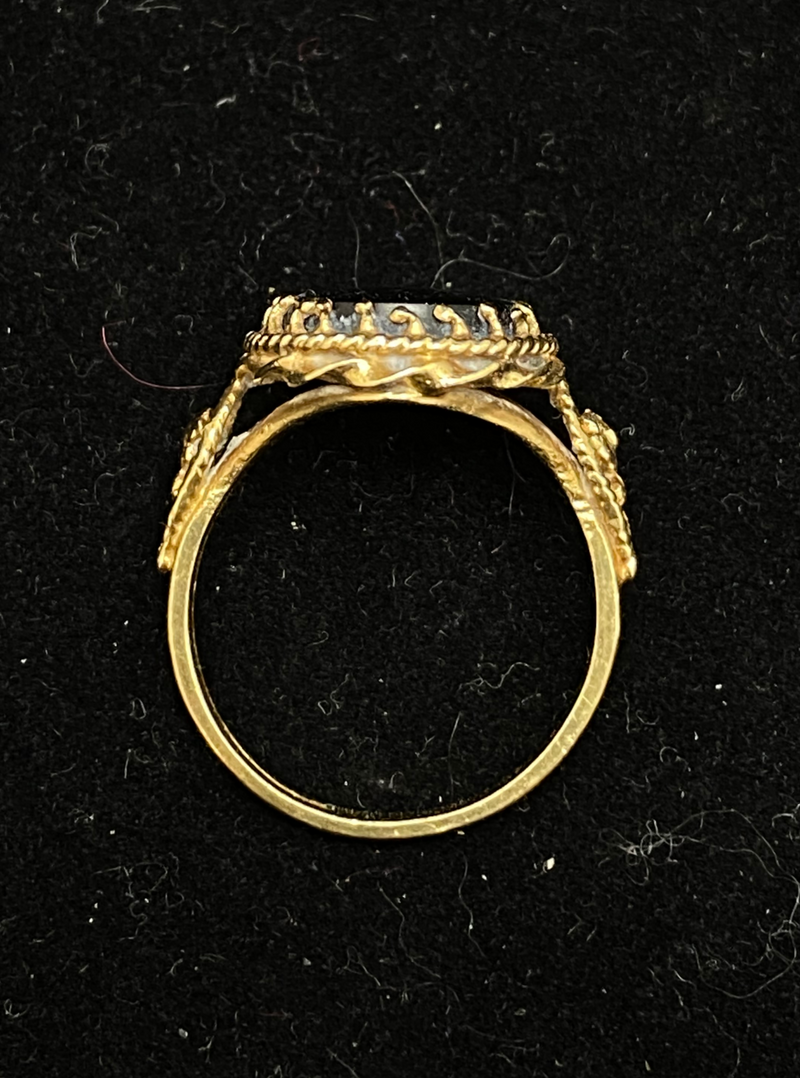 Beautiful Designer Solid Yellow Gold 3 Ct. Black Onyx Ring - $4K Appraisal Value w/ CoA! APR 57