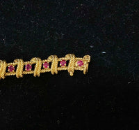 High-End European 1970's Design 18K Yellow Gold with 22 Ruby Bracelet - $35K Appraisal Value w/CoA} APR57