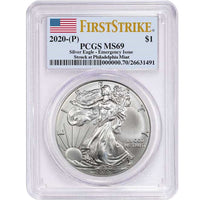 2020 (P) 1 oz American Silver Eagle Coin PCGS MS69 FS (Philadelphia) APR 57