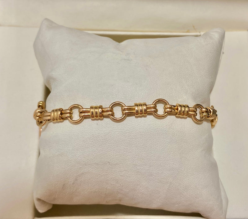 Unique 1920’s Italian Designer Solid Yellow Gold Chain Bracelet $3K Appraisal Value w/CoA} APR57