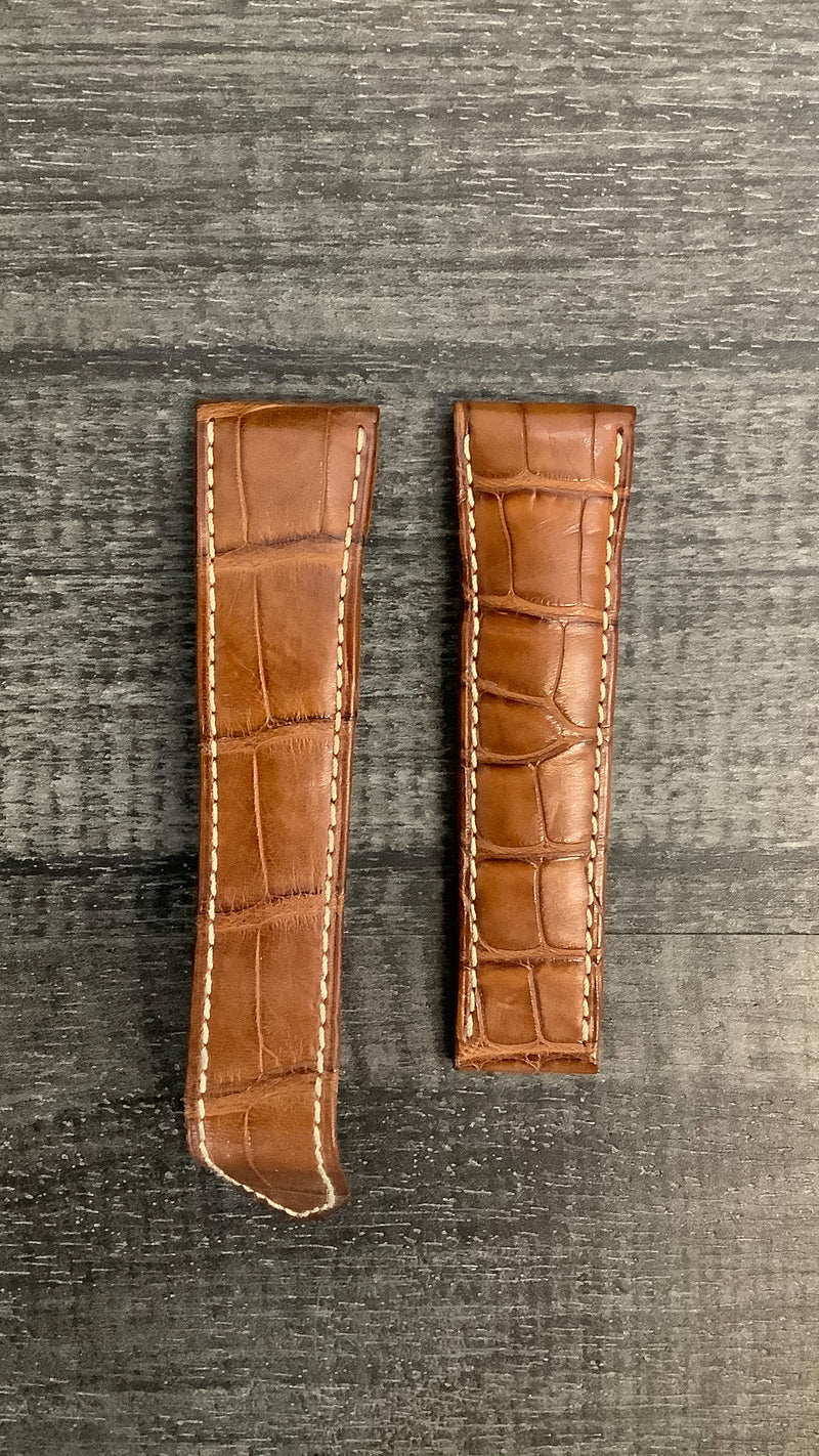 CARTIER Brown Padded Crocodile Leather Watch Strap for Deployment - $700 APR VALUE w/ CoA! ✓ APR 57