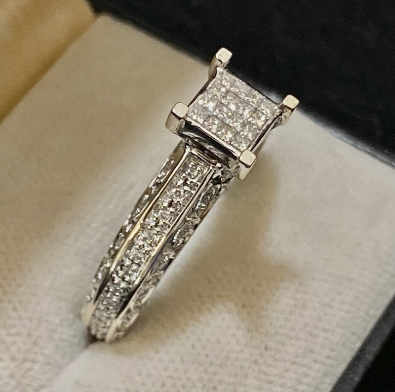 Victorian style Designer Solid White Gold Ring with 75 Diamonds! - $15K Appraisal Value w/CoA} APR57