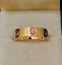 CARTIER Love Ring 18K Rose Gold with Sapphire & Garnet & Amethyst - $8K Appraisal Value w/CoA} APR57