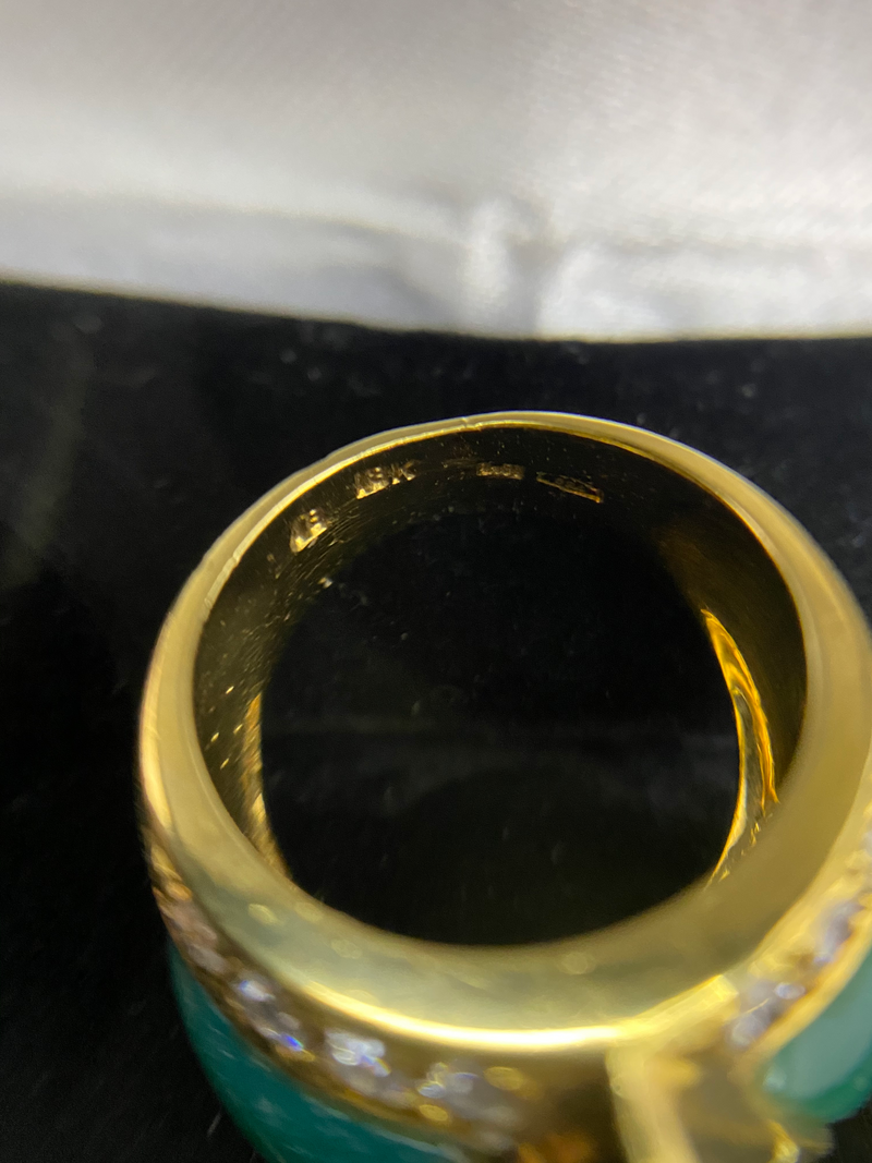 JOAN BOYCE Unique 18K Yellow Gold  5 Ct. Ruby & Chalecdony Ring with 14-Diamonds! - $25K Appraisal Value w/ CoA! APR 57