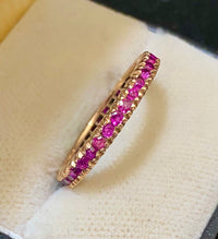 Unique Designer Solid Rose Gold with 34 Ruby Eternity Band Ring - $6K Appraisal Value w/CoA} APR57