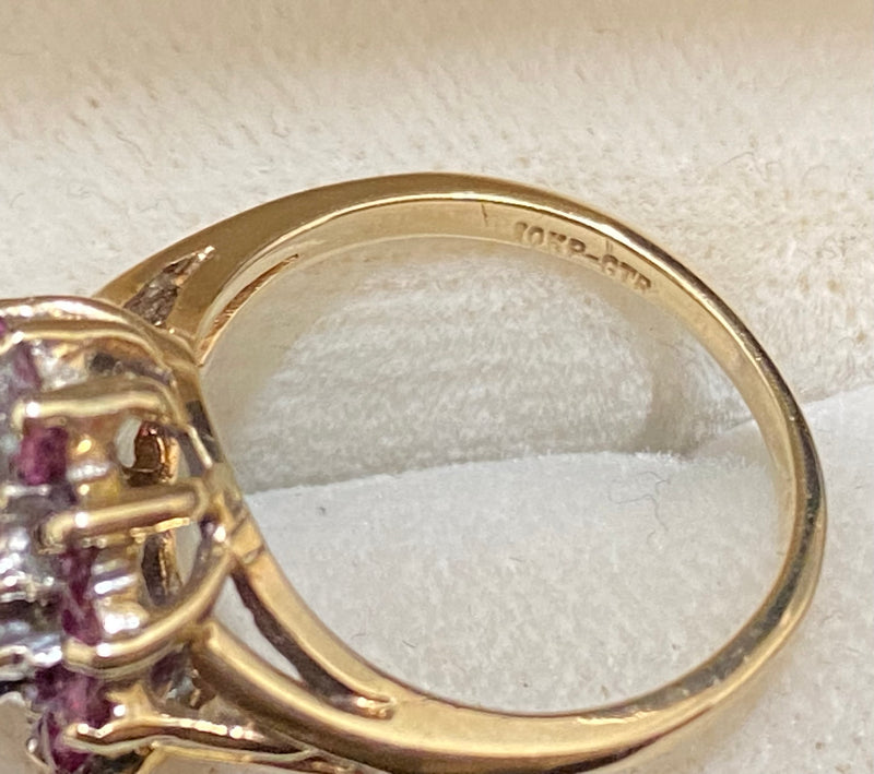 1930'S Antique Solid 18K Yellow Gold Ruby & Diamond Cocktail Ring - $6K Appraisal Value w/CoA} APR57