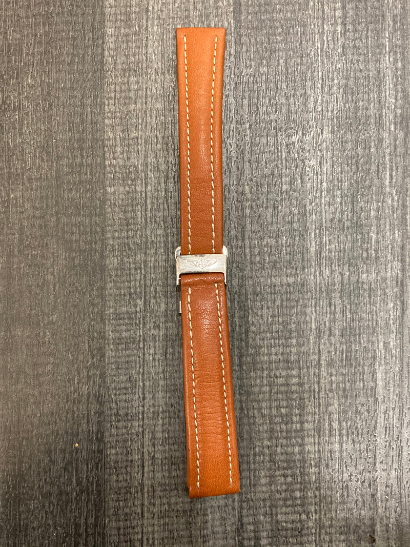 BREITLING Brown Padded Leather Watch Strap w/ Stainless Steel Deployment - $600 APR VALUE w/ CoA! ✓ APR 57