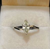 Unique Designer Solid White Gold with Marquise Diamond Solitaire Engagement Ring - $10K Appraisal Value w/CoA} APR57