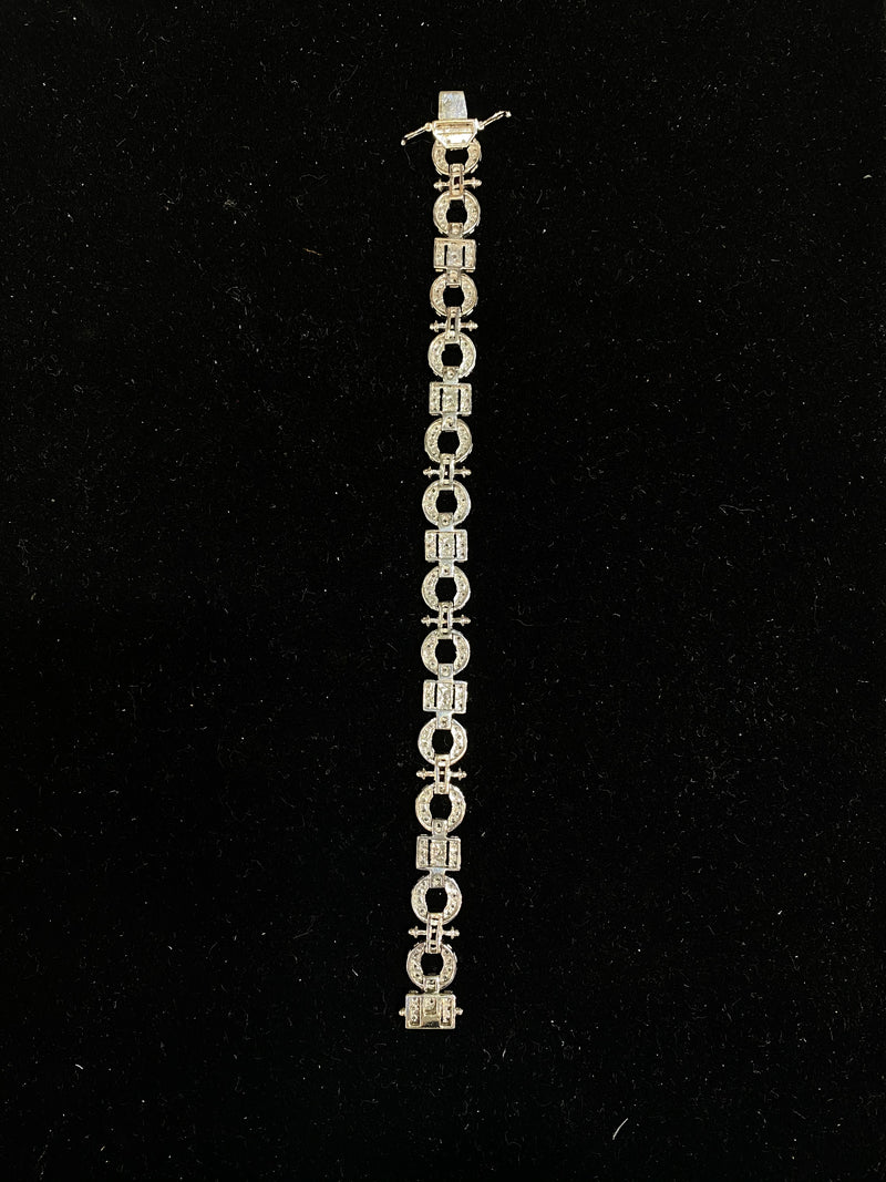 Art Deco Antique Solid White Gold Bracelet with 162-Diamonds & 24-Rubies - $15K Appraisal Value w/ CoA! APR 57