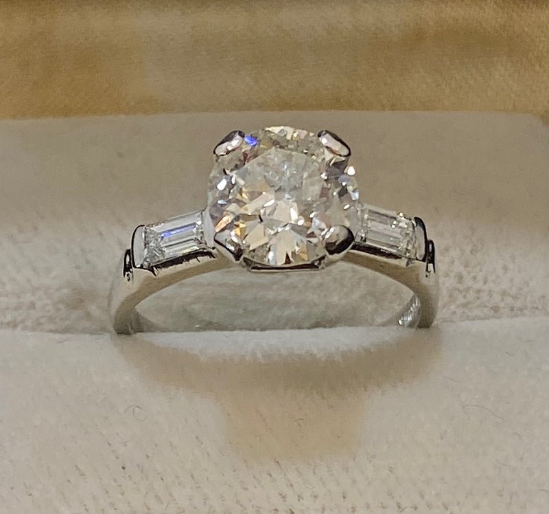 Antique Designer Platinum & Old Mine Diamond with Accent Stone Engagement Ring - $70K Appraisal Value w/CoA} APR57