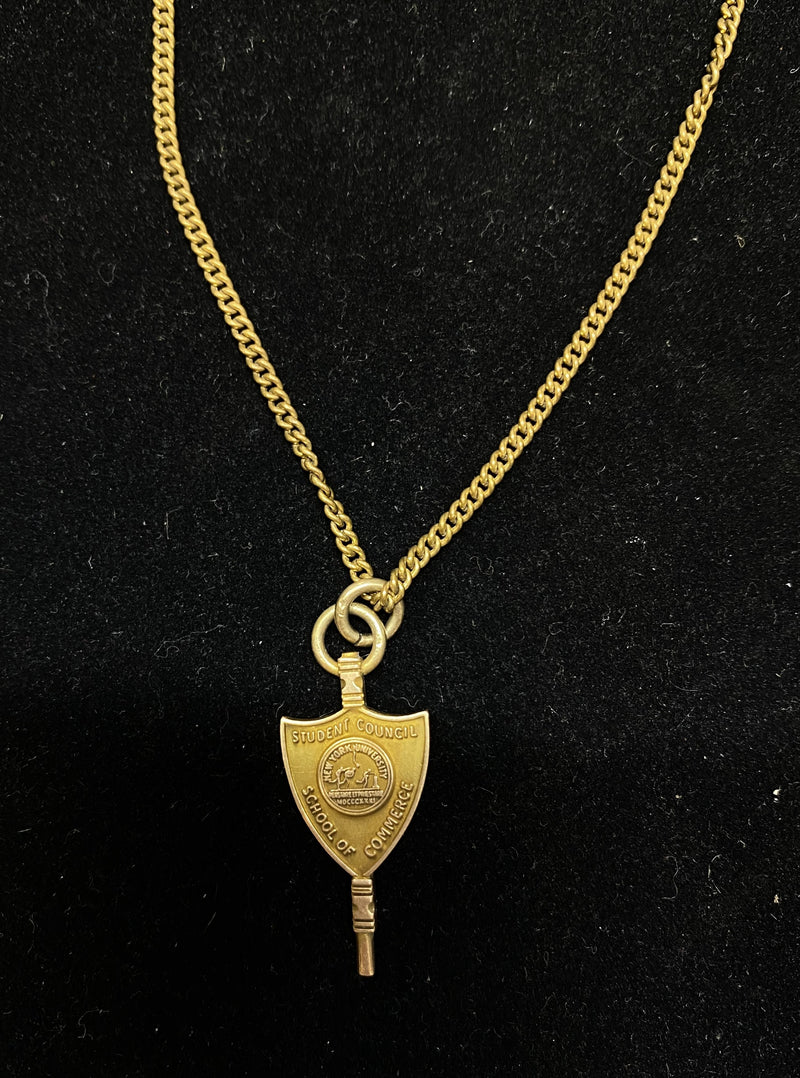 1940’s New York University Student Council School of Commerce Solid Yellow Gold Necklace - $3K Appraisal Value w/ CoA! APR 57