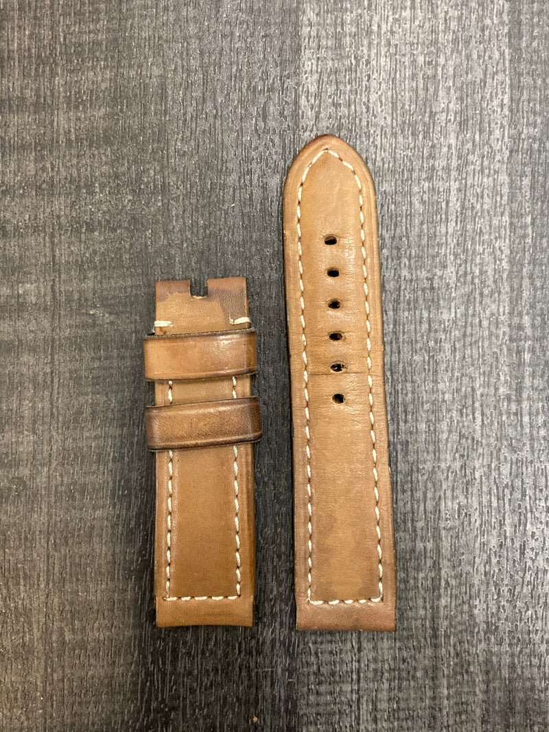PANERAI Tan Leather Padded  Watch Strap w/ Accent Stitching- $600 APR VALUE w/ CoA! ✓ APR 57