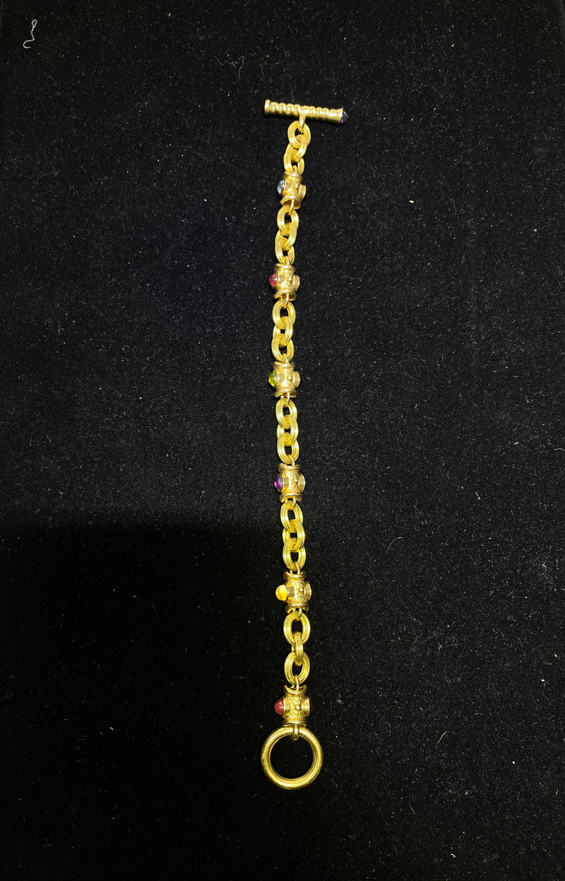 Bvlgari-Style 18K Yellow Gold Bracelet with 14 Gemstones - $13K Appraisal Value w/ CoA! APR 57