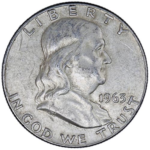 90% Silver Franklin Half Dollars ($10 Tube, Circulated) APR 57
