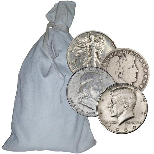 90% Silver Coins ($100 FV, Circulated, Half Dollars) APR 57