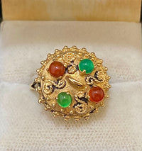 Unique Central Asian Style SYG Garnet & Emerald Ring - $6K Appraisal Value w/CoA} APR57