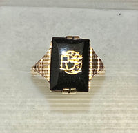 1930’s Antique The Daughters of Rebekah Solid Yellow Gold Onyx Ring - $5K Appraisal Value w/CoA} APR57