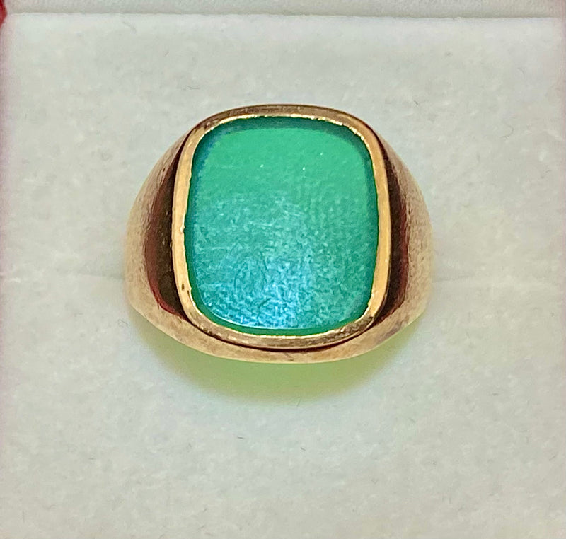 1900’s English Designer Solid Yellow Gold with Jade Ring - $13K Appraisal Value w/CoA} APR57