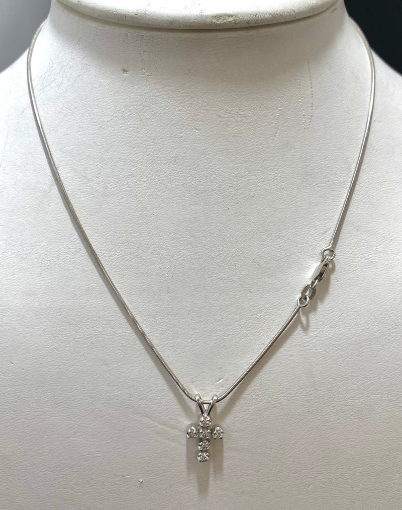Unique Designer’s Solid White Gold with 6 Diamond Cross Pendant Necklace $6K Appraisal Value w/CoA} APR57
