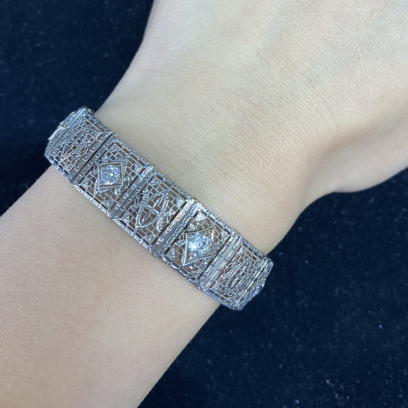 1900’s Antique Platinum Bracelet w/ 8 Diamonds! - $20K Appraisal Value w/CoA! APR 57