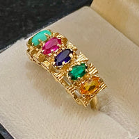 Unique Designer Solid Yellow Gold with Multi-Colored Stones Ring - $4K Appraisal Value w/CoA} APR57