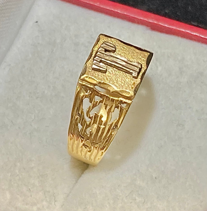 1940’s Antique Solid Yellow Gold "T" Initial Ring $2K Appraisal Value w/CoA} APR57